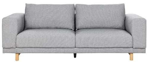 Beliani 3-Sitzer Sofa Stoffbezug grau mit Holzbeinen 220 cm lang modern skandi Nivala