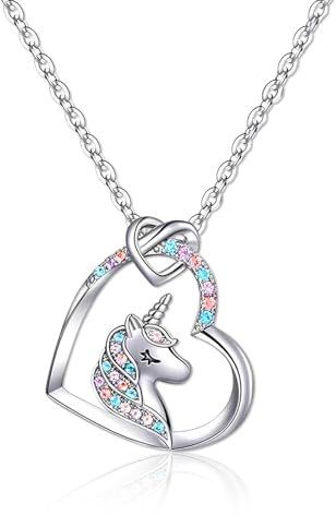 TECHEEL Einhorn Geschenk Mädchen Einhorn Kette Mädchen Einhorn Kinderschmuck Einhorn Anhänger Einhorn Schmuck Mädchen Halskette Mädchen Einhorn Geburtstagsgeschenk für Mädchen