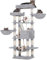 Heybly Rascador para Gatos, Árbol para Gatos, Altura 173 cm, Torre de Gato, con 17 Postes Rascadores, 2 Plataformas, 2 Cesta, 1 Cueva, 1 Hamaca, 2 Pompones, Tela de Felpa, Gris Claro HCT025W