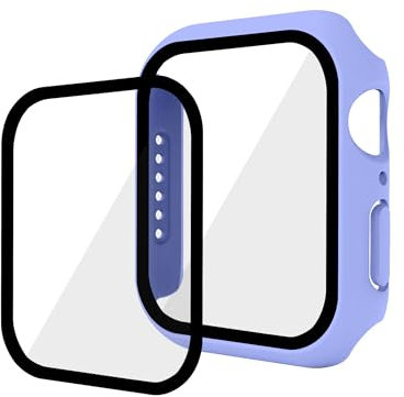 GANGANPRO 2 in 1 Design PC Custodia con Protezione Vetro Schermo Temperato per Apple Watch 4/5/6/SE,Ultrasottile Resistente Smartwatch Cover Graffi per iWatch 40mm Accessori - Lilla