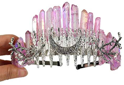 Damen-Haarband, Kristall, Quarz, Mond, Haarband, Brautschmuck, Kristall-Stirnband, Mond