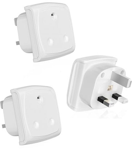 South Africa to Uk Plug Adapter 3 Pieces, 3 Pin South Africa to UK Travel Adapter Converter Plug, PABANCE Sa Plug to UK Socket with Child Safety Shutter, Type M to Type G (White)