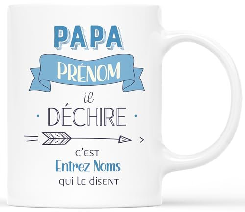 Cadeau Plus Mug Personnalisé Prénom Cadeau famille personnalisé, Tasse personnalisable mamie, tasse noël décoration, mug pere noel (Papa)