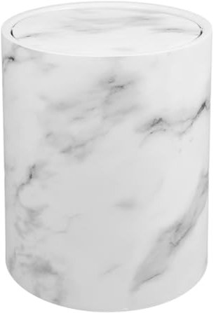 HOLIDYOYO Poubelle Ronde en Marbre Blanc 15 L Petit Panier de Bureau ou Salle de Bain