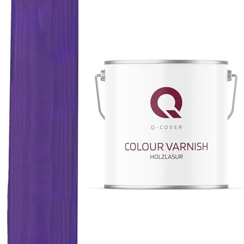 Q-Cover Holzlasur Violett 5L (ca.25m²-1 Anstrich) Satin Holzschutz Holzschutzlasur Lasur Wasserbasierte Innen Außen Lasur Abperleffekt Für Holz