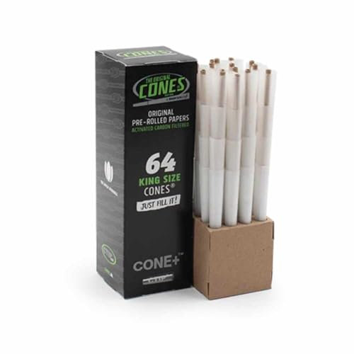 64x The Original Cones King Size mit CTIP Aktivkohlefilter konische Hülsen Cone+ (Gebleicht)