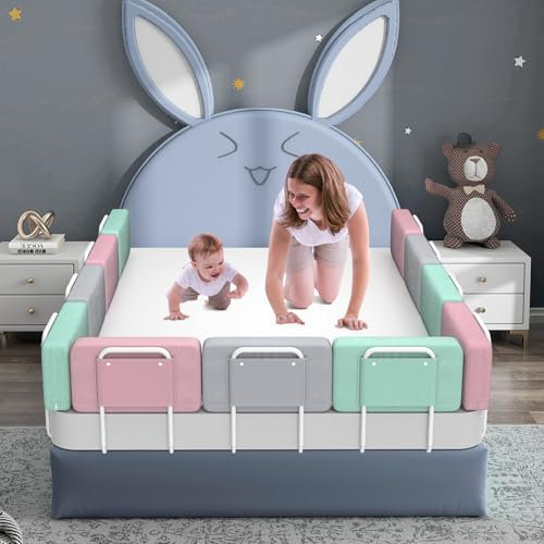 Kidsbuddy 50CM Rausfallschutz Bett,Bettgitter Rausfallschutz,Bettschutzgitter für Kinder,Höhenverstellbar,Einfache Montage,Babybettgitter Kinderbettgitter für Kinder mit Verstärktem Rahmen,1Pcs-Grau