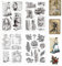 GLOBLELAND 4 Blatt Retro Pflanzen Stempel Zum Gestalten von Karten Figuren - Damen Silikon Siegel Insekten Transparente Für DIY Scrapbooking Tagebücher Dekorative Fotos
