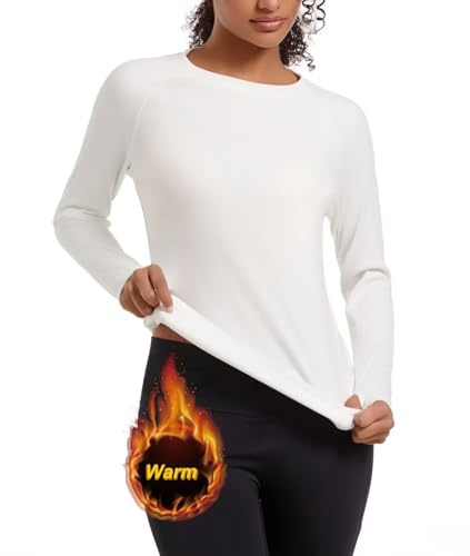 SURFEASY Thermal Tops Womens Fleece Lined Base Layer Top Undershirt Ladies Long Sleeve Underwear Soft Winter Warm Casual Fashion Shirt