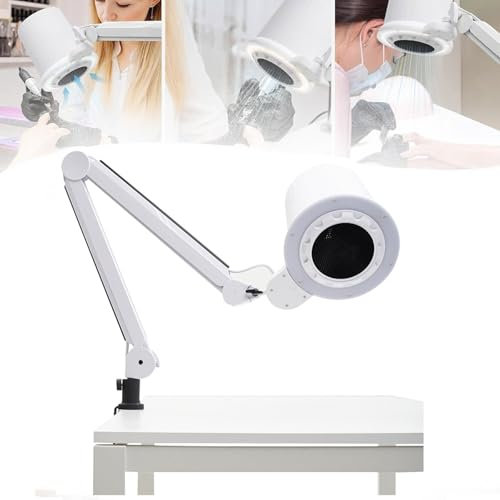 Professional Nail Dust Extractor,Vacuum Nail Dust Collector Adjustable Suction with Dimmable LED and Universal Table Mount 10 Wind Speeds Adjustable for Pedicure & Manicure