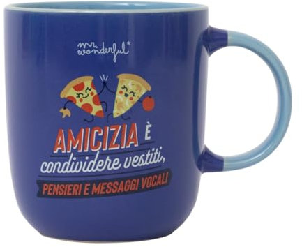 Mr. Wonderful - Taza - Amistad es compartir ropa, pensamientos y mensajes de voz - Taza de cerámica con mensaje de amistad