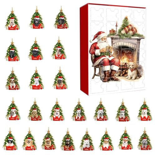 2025 Weihnachten Hund Adventskalender, 2025 Adventskalender Kinder, Niedlicher Hund Adventskalender 2025, Einzigartiger Adventskalender, Weihnachten Urlaub Adventskalender (Khaki)
