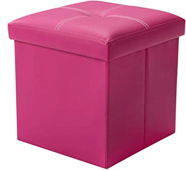 Ottomanischer Stuhl, Hocker, Aufbewahrung, Ottomane, Hocker, faltbar, Spielzeugtruhe, Fußhocker, Boxen, DVD-Aufbewahrung, Schuhtruhen, faltbarer kleiner Sitz aus Kunstleder (Farbe: Pink) (Rose Red Sma