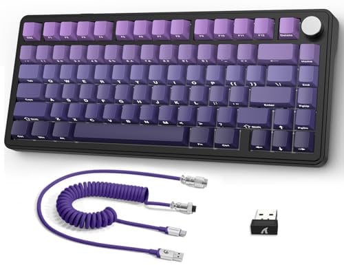 AJAZZ x ATTACK SHARK X85 Gasket Mechanical Keyboard,75% Wireless Gaming Keyboard with Knob,5-Layer Padding,PBT Side-Printed Keycap,BT5.1/2.4Ghz/USB-C Wired,Hot-Swap Linear Switch,RGB,NKRO,for PC,MAC