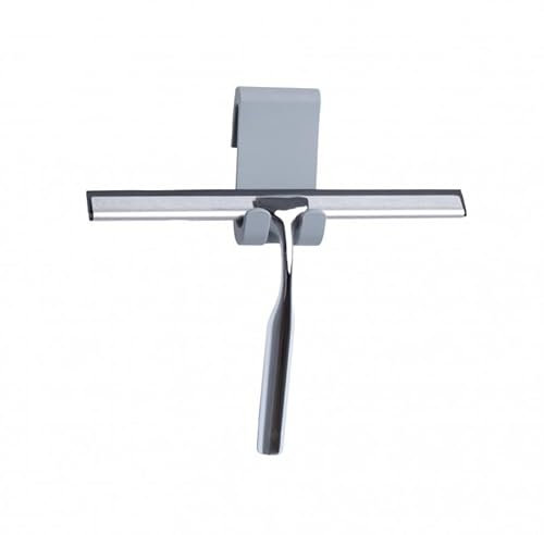 Yoka Home - Duschabzieher mit Halterung ohne Bohren - Duschwischer 24 cm Breit - Duschkabinen-Abzieher für Fensterabzieher, Badezimmer, Spiegel, Glas-Reinigung, Fliesen - Chrom