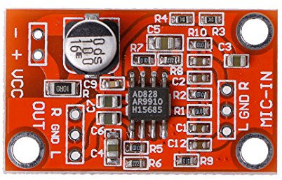BOGEEL AD828 - Scheda preamplificatore per microfono dinamico stereo, modulo preamplificatore per 3,8 V, circuito stampato + componenti elettronici