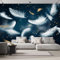 Fototapete 3D Effekt Weiße Feder 250×175cm, Blauer Sternenhimmel Tapete Wandbild Tapeten Für Kinderzimmer Deko Wohnzimmer Schlafzimmer