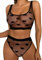 PARUPRUP Women's Sexy Lingerie Set 2 Pieces Sheer Mesh Love Heart Print Bra Panty Underwear See Through Naughty Babydoll Lingerie (Black, L)