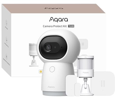Aqara Sistema de Seguridad Inalámbrica Y100, PT Cámara Hub G3 2K y 3 Sensores Inteligentes, HomeGuardian, Automatización Local, Alertas 24/7, Admite HomeKit, Google Home, Alexa