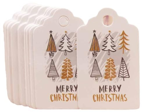ohodhmnu 100x Hanging Labels Süße Druck Kraftpapier Tags Weihnachten Geschenkanhänger Für Craft Geschenkverpackung