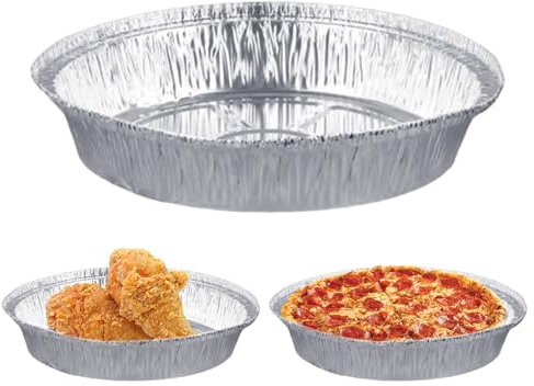 Confezione da 10 teglie per torte in alluminio da 22,9 cm, usa e getta e riciclabili, grandi teglie per cottura, cottura e congelatore, teglie rotonde, leggere ma robuste, distribuzione uniforme del