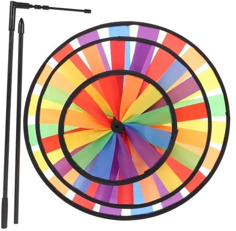 Sosoport Moulin à Vent Arc-Ciel Rotatif Tissu Girouette Colorée à Couches pour Décoration De Jardin