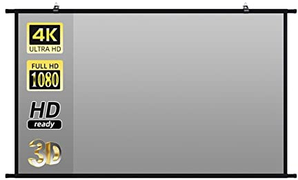 Pull Down Projector Screen, Wall Mounted Projector Screen Grey Anti-Light Resistant Reflective Fabric 60 84 100 120 Inch For Home Theatre Outdoor for Home School Cinema Theater Outdoor Indoor(100 inch