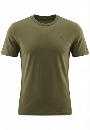 Calvin Klein Herren SS Classic Monogram Tee LV04RD254G Tees, Beige (Fatigue), XL, Beige (Müdigkeit), XL