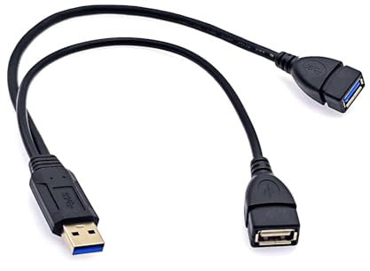 JZK 30cm Câble Y d'extension répartiteur USB A 2 Ports Adaptateur USB mâle vers 3.0 et 2.0 A Femelle câble Alimentation Charge pour Voiture, Cordon Transfert données pour Ordinateur Portable