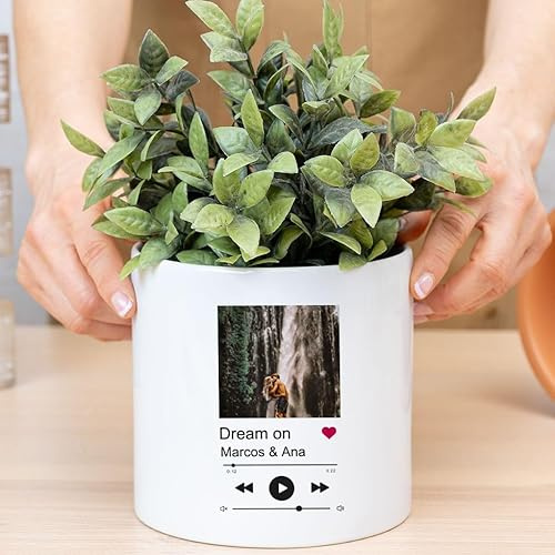 Wanapix | Personalisierte Blumenvase Groß | Geschenk zum Muttertag, zur Kommunion, Hochzeit oder Taufe | Vase mit Namen oder Foto | Keramik | Liedtext