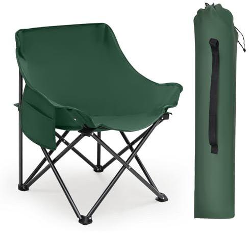 Sunula Campingstuhl Faltbar mit Tragetasche & Rutschfesten Füßen - Klappstuhl Angelstuhl Strandstuhl Ideal für Wandern Angeln Camping Garten Balkon Grün