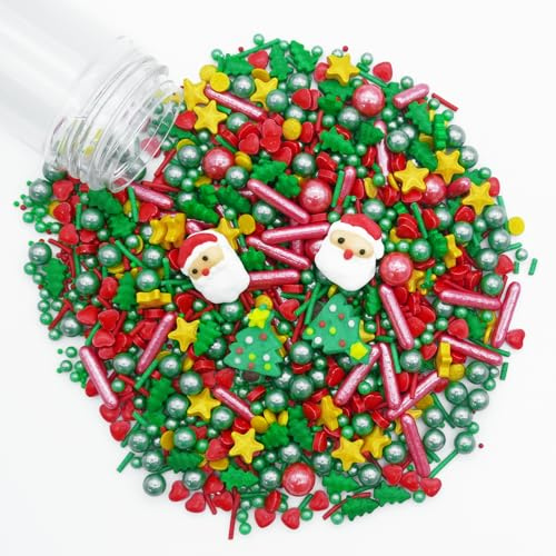 120g Streudeko Weihnachten Essbar, Zucker Dekoration Weihnachten, Essbare Tortendeko WEihnachten, für Verzieren Sie Verschiedene Backwaren, Cupcakes und Kekse（Mehrfarbig-A）