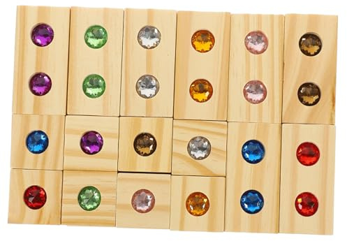 TOBBOMEY Holz Bausteine mit Glitzersteinen Montessori Edelstein Bauklötze Fördert Feinmotorik Farb Formerkennung Logisches Denken Kreatives Lernen