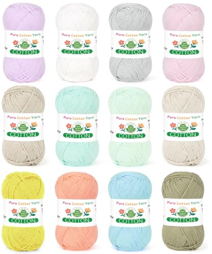 Aeelike 100% Baumwolle zum Stricken, Hochwertig 4Ply Häkelgarn, Superweiche und Hautfreundlich Wolle, geeignet zum Häkeln von Schals, Pullovern, Mützen, Handschuhen