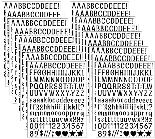 HJZHII 15 Blätter Buchstaben Nummern Aufkleber, 3780 Stück Selbstklebende Buchstaben zum Aufkleben Schwarz Wasserdichte Zahlen Sticker für DIY Scrapbook Kunsthandwerk Karte Grußkarte