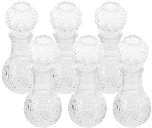 6 Pcs 50ml Glass Wine Decanter with Stopper for Tastings | Bottle Set, Elegant Unique Design, Excellent Sealing and Freshness Preservation for Parties
