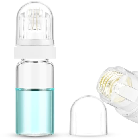 ALIIP 64-Pin Derma Roller Microneedling Tool,1.5mm with Glass Serum Bottle | Stainless steel needle head, matched glass serum container,Handheld beauty tool for at-home facial and body skincare routines