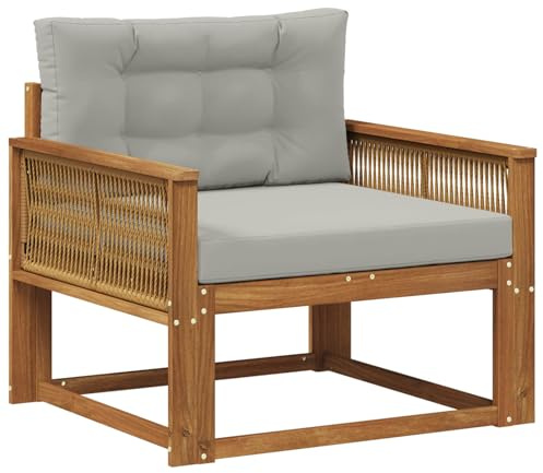 vidaXL Outdoor Mittelsofa Massivholz Akazie Natur, Akazienholz Outdoor Mittelsofa, wetterfestes Patiositzmöbel, modernes Möbel für Gartenlounge und Balkon