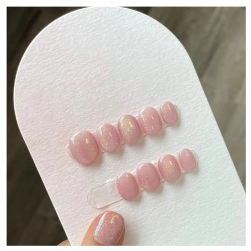 10Pcs Cat Eye Handmade Press On Nails Pure Design Glitter Square Head Coffin False Nails Manicure Decorations(3 Size XS)