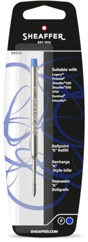Sheaffer K Style Ballpoint Pen Refill Blue Fine Point | Blue Ink Refill | Smooth Writing Long-Lasting Replacement Refill for Sheaffer Ballpoint Pens
