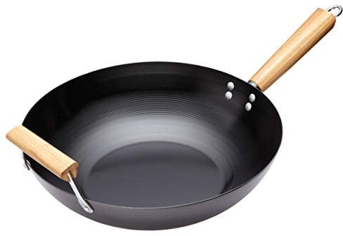 KitchenCraft - Wok Antiadhésif en Acier au Carbone, Compatible avec Toutes les Sources de Chaleur, 35 cm