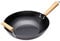 KitchenCraft World of Flavours Large Induction Safe Non Stick Wok with Wooden Handles, Carbon Steel, 35 cm