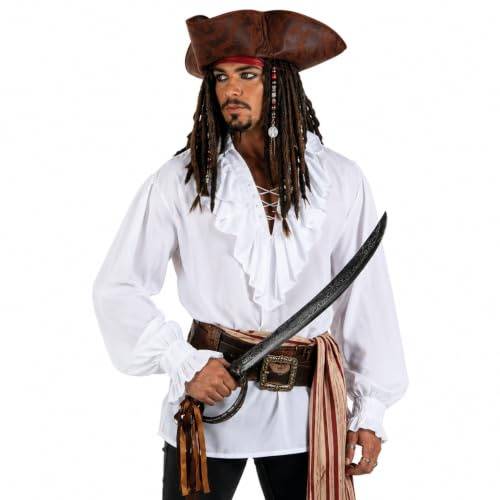 Wicked Costumes Mens Pirate Shirt Fancy Dress Costume – Buccaneer Renaissance Medieval Top Outfit