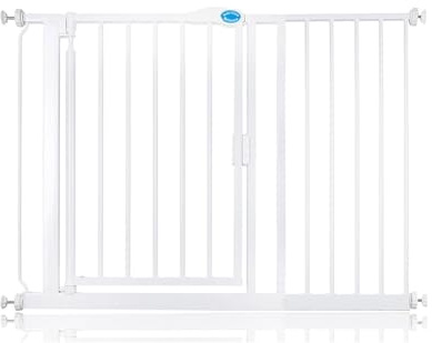 Safetots Pressure Fit Self Closing Stair Gate, 111cm - 118cm, White, Auto Closing Baby Gate, Safety Barrier for Toddler, Easy Installation