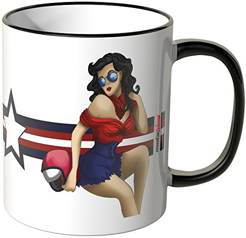 Motoking Tasse, Motiv: Pin Up Girl - SCHWARZ