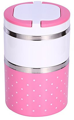 Food Flask Thermos Pot, Yosoo Picnic Lunch Box Pot Bread Box Portable Isolated Thermal Stainless Steel, Interior Insulation Leak Proof spout with Handle Food Container Food Carrier for Food Pink