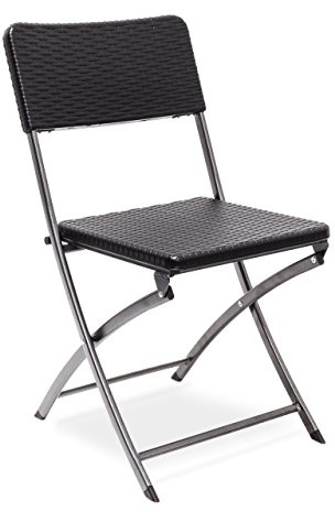 Relaxdays Klappstuhl BASTIAN, Gartenstuhl klappbar HBT 82 x 44 x 50 cm, Balkonstuhl, Rattan-Optik, coffee (1er Pack)