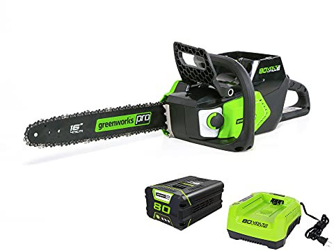 Greenworks PRO 16-Inch 80V Brushless Chainsaw with 2.0 AH Battery Included CS80L211