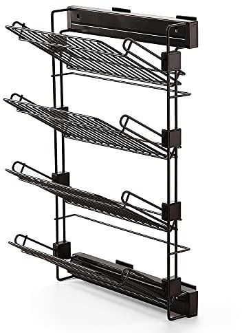 EMUCA - Zapatero Extraible con Cierre Suave, Zapatero 4 Niveles para Interior Armario, Montaje a Mano Derecha, Color Moka