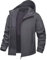 KEFITEVD Softshell Jacke Herren Winter Herbst Outdoorjacke Warm Jacke Übergangsjacke Viele Taschen Outdoor Jacke Atmungsaktiv mit Kapuze Army Jacket Grau M